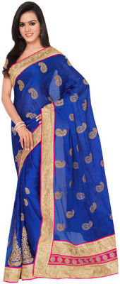 

Desi Butik Embellished Lehenga Saree Satin Saree(Blue)