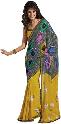 

Indian Wear Online Printed Fashion Pure Chiffon Saree(Green)