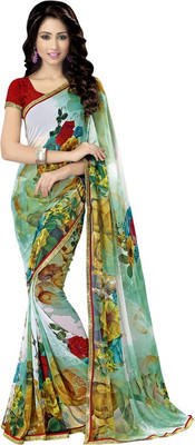 

Saara Printed Fashion Georgette Saree(Light Green, Red)
