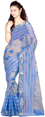 

Chandrakala Self Design Banarasi Cotton Saree(Multicolor), Blue