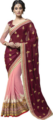 

Saara Self Design Fashion Georgette Saree(Maroon, Pink)
