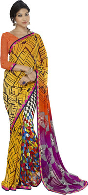 

Lovelylook Printed Fashion Georgette Saree(Multicolor), Yellow & pink