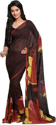

Indian Wear Online Printed Fashion Pure Chiffon Saree(Black)