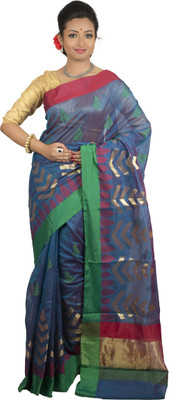 monidipa Self Design Fashion Poly Silk Saree(Multicolor), Blue;green;red