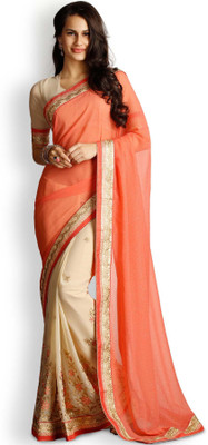 

Soch Embroidered Fashion Chiffon Saree(Red), Peach