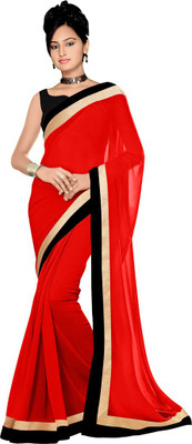 

Party Wear Dresses Solid Fashion Chiffon Saree(Red)