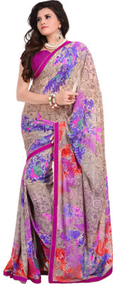 

Jiya Self Design, Printed Fashion Georgette Saree(Beige, Multicolor)