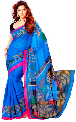 

Vipul Printed Bhagalpuri Art Silk Saree(Blue, Red)