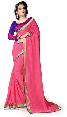 

Indianbeauty Solid, Printed Bollywood Chiffon Saree(Pink), Moti color