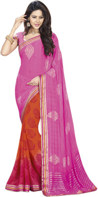 

Vishal Printed Fashion Chiffon Saree(Orange), Orange+pink