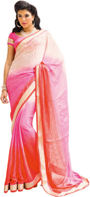 

Vishal Printed Fashion Georgette Saree(Orange, Pink), Cream pink orange