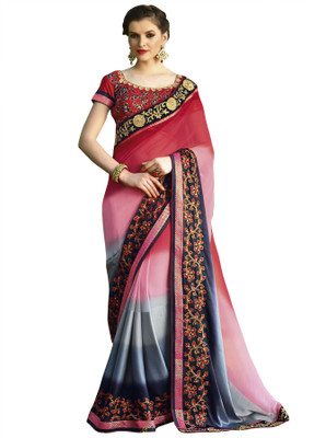 

Jiya Self Design, Embroidered, Embellished Fashion Georgette Saree(Red, Multicolor), Multicolor;red