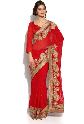 

Soch Self Design Fashion Georgette Saree(Red)