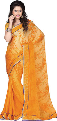 Saara Printed Fashion Chiffon Saree(Yellow)