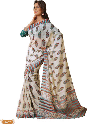 

Hi-Choice Printed Daily Wear Art Silk Saree(White)