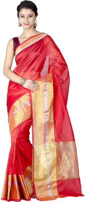

Chandrakala Woven Banarasi Banarasi Silk Saree(Red)