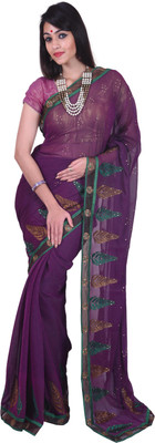 Mimosa Woven Kanjivaram Chiffon Saree(Purple), Mejan