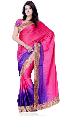 

JTInternational Self Design Fashion Jacquard Saree(Blue), Blue;magenta