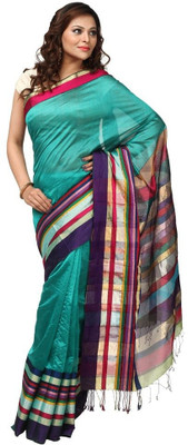 

Kataan Bazaar Woven Maheshwari Handloom Cotton Saree(Blue)