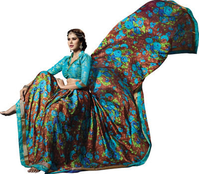 

Khoobee Self Design, Printed Fashion Georgette, Satin, Chiffon Saree(Light Blue, Multicolor)
