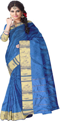 

Javuli Woven Arani Pattu Handloom Silk Cotton Blend Saree(Light Blue)