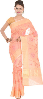 

Kdc Sarees Embroidered Banarasi Handloom Cotton Saree(Pink), Peach