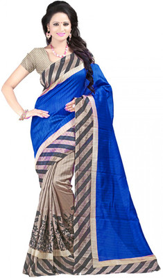 

Party Wear Dresses Printed Fashion Cotton Saree(Blue)