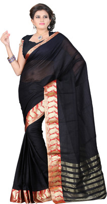 

It's Banii Woven Banarasi Cotton Saree(Black)
