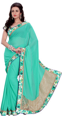 

Jiya Self Design, Embellished Fashion Georgette Saree(Green, Multicolor)
