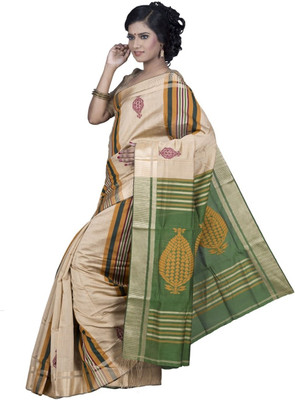

Hawai Printed Tant Silk Saree(Multicolor), Gold