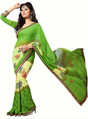 

Parisha Self Design, Printed Fashion Georgette Saree(Green, Multicolor)