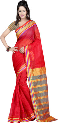 

Ansu Fashion Solid Fashion Art Silk Saree(Red)