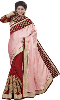 

Saara Embroidered Fashion Silk Saree(Red), Peach