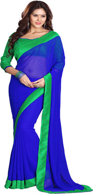 

Sourbh Sarees Solid Bollywood Georgette Saree(Blue, Green)