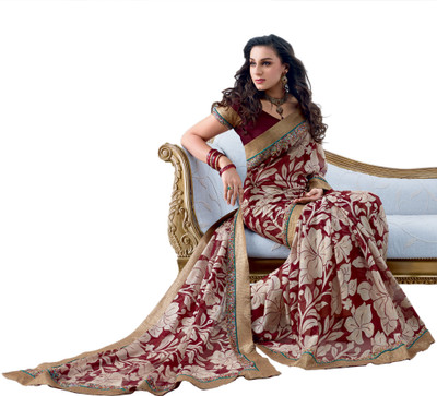 

Vishal Floral Print Fashion Chiffon Saree(Maroon, Beige)