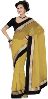 

Dancing Girl Solid Bollywood Chiffon Saree(Yellow)