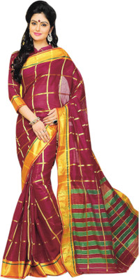 

Aswani Checkered Fashion Cotton Saree(Red, Gold), Gold;red
