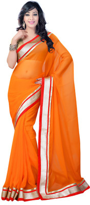 

Suvastram Solid Fashion Chiffon Saree(Orange)