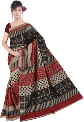 

Lovelylook Printed Daily Wear Art Silk Saree(Black, Red)