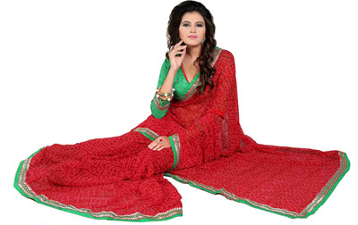 

Oomph! Embroidered Fashion Chiffon Saree(Red, Crimson;dark green
