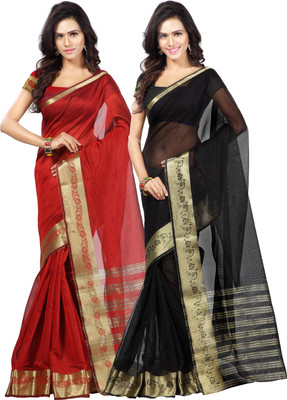 

Weavedeal Solid Banarasi Chanderi Saree(Pack of 2, Multicolor)