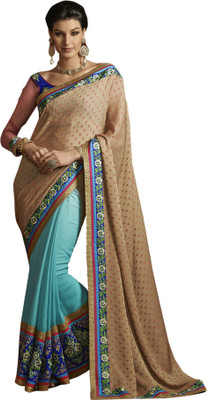 

Ewows Self Design Fashion Jacquard Saree(Multicolor), Beige;blue
