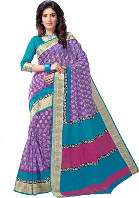 

M.S.Retail Printed Gadwal Cotton Saree(Purple)