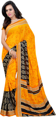 

Khoobee Self Design, Printed Fashion Chiffon Saree(Orange, Multicolor), Multicolor;orange