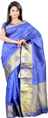 

Mimosa Woven Kanjivaram Handloom Tussar Silk Saree(Purple), Voilet