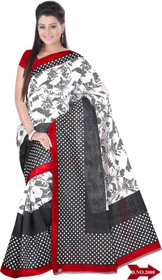 SVB Sarees Printed Assam Silk Cotton Linen Saree(Beige)