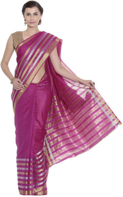 

AVR FASHIONS Solid Banarasi Banarasi Silk Saree(Pink)