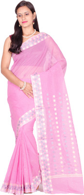 

Chandrakala Self Design Banarasi Cotton Saree(Pink, Silver), Light pink