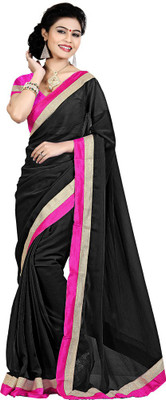 

Party Wear Dresses Solid Fashion Chiffon Saree(Black)