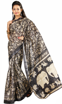 

Anushree Saree Printed Fashion Silk Saree(Multicolor), Black;yellow